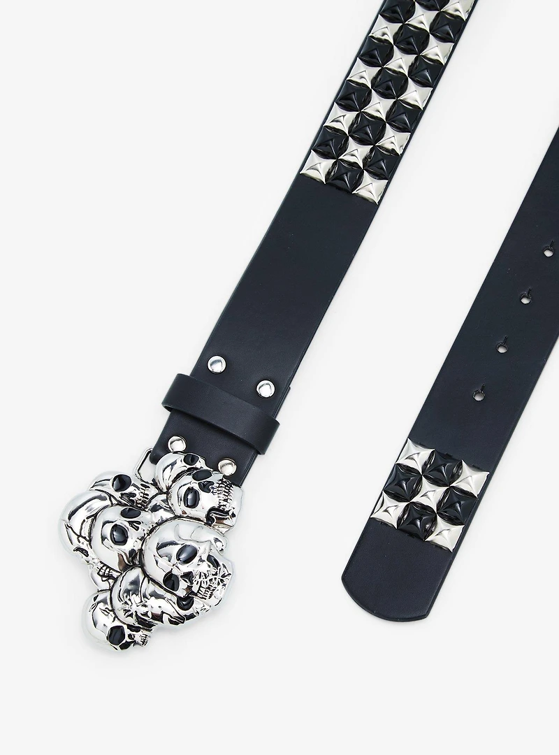 Skull Buckle Pyramid Stud Belt