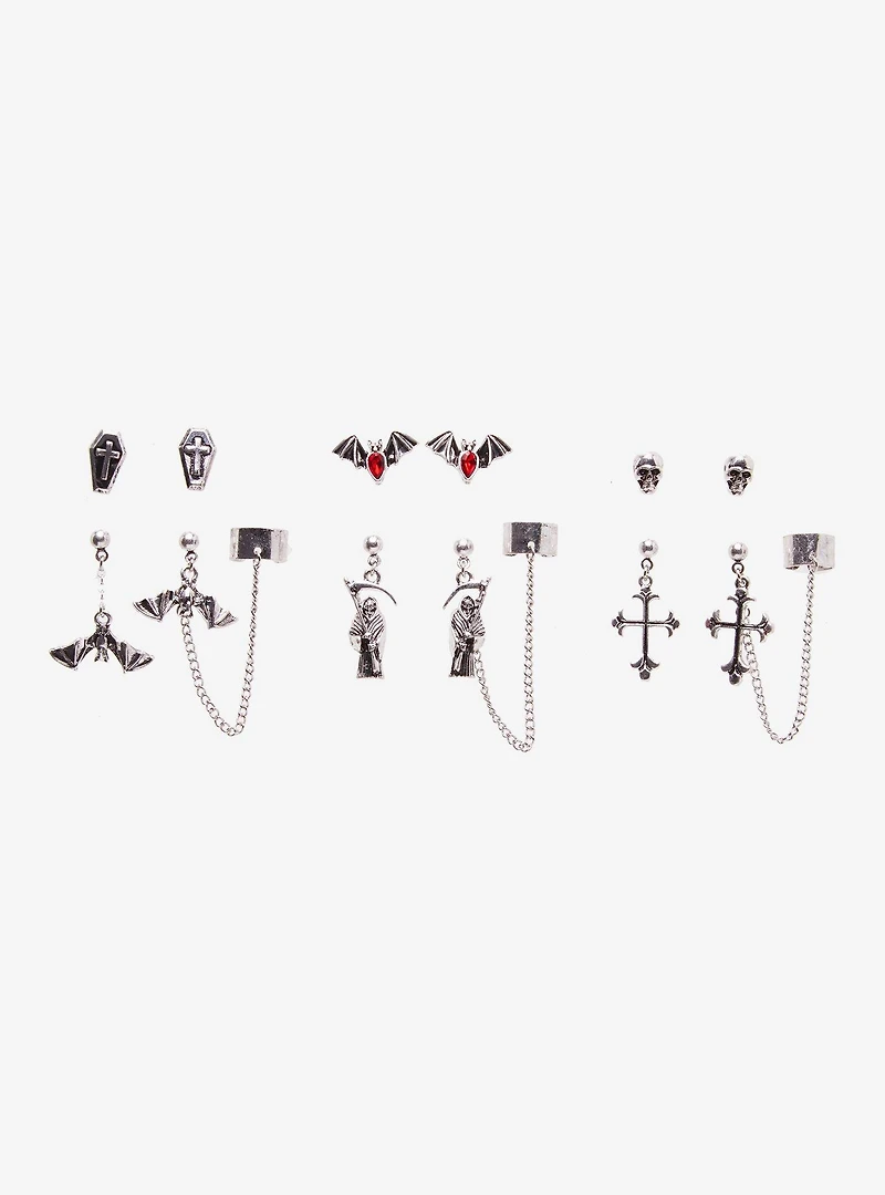 Cosmic Aura Grim Reaper Bat Cuff Earring Set
