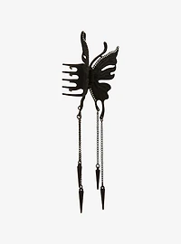 Black Butterfly Dangling Spike Claw Hair Clip