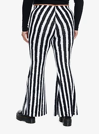 Cosmic Aura Black & White Stripe Girls Flare Pants Plus Size