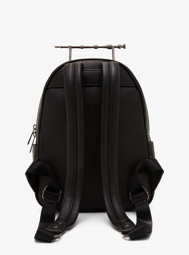Loungefly Harry Potter Deathly Hallows Elder Wand Black Glitter Mini Backpack - BoxLunch Exclusive