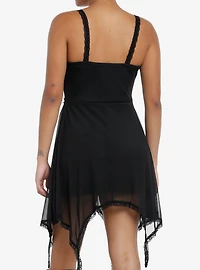 Cosmic Aura Rose Lace Hanky Hem Dress