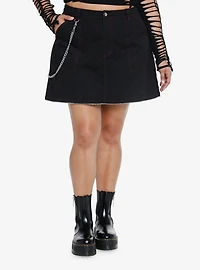 Social Collision Black & Red Contrast Stitch Zip-Off Maxi Skirt Plus Size