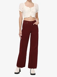 Thorn & Fable Antique White Ruched Girls Crop Top