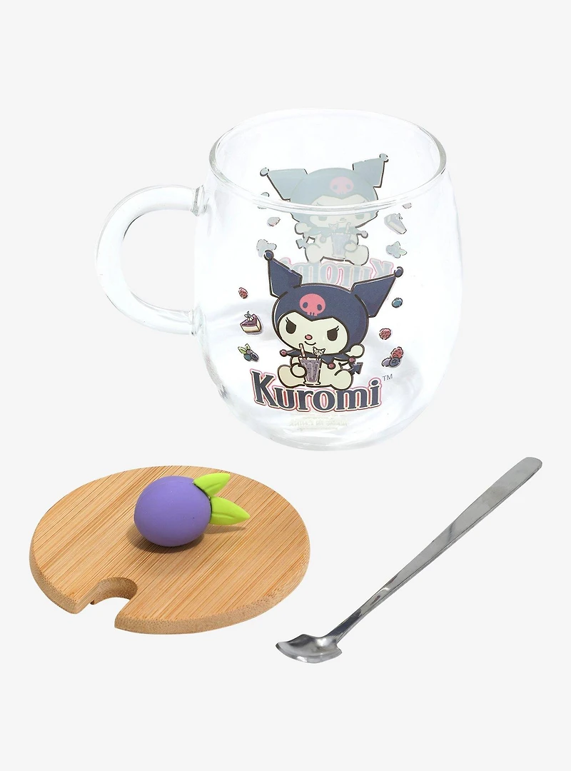 Kuromi Glass Mug With Topper & Spoon