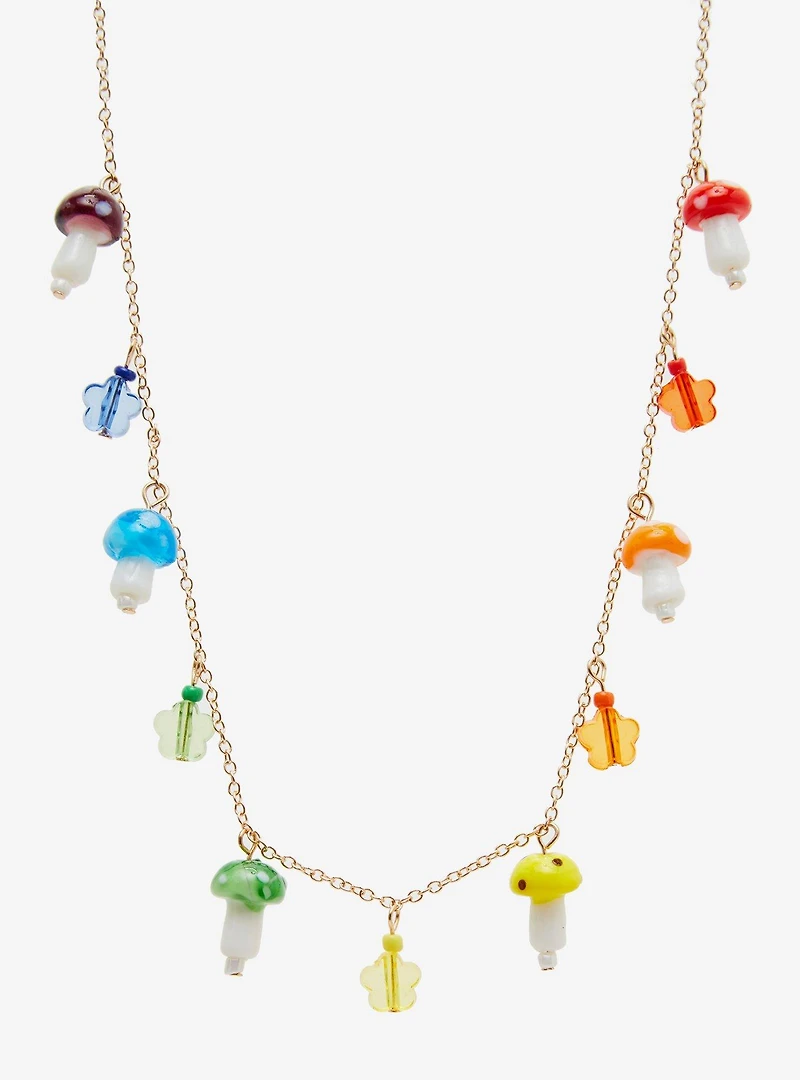 Thorn & Fable Rainbow Mushroom Necklace