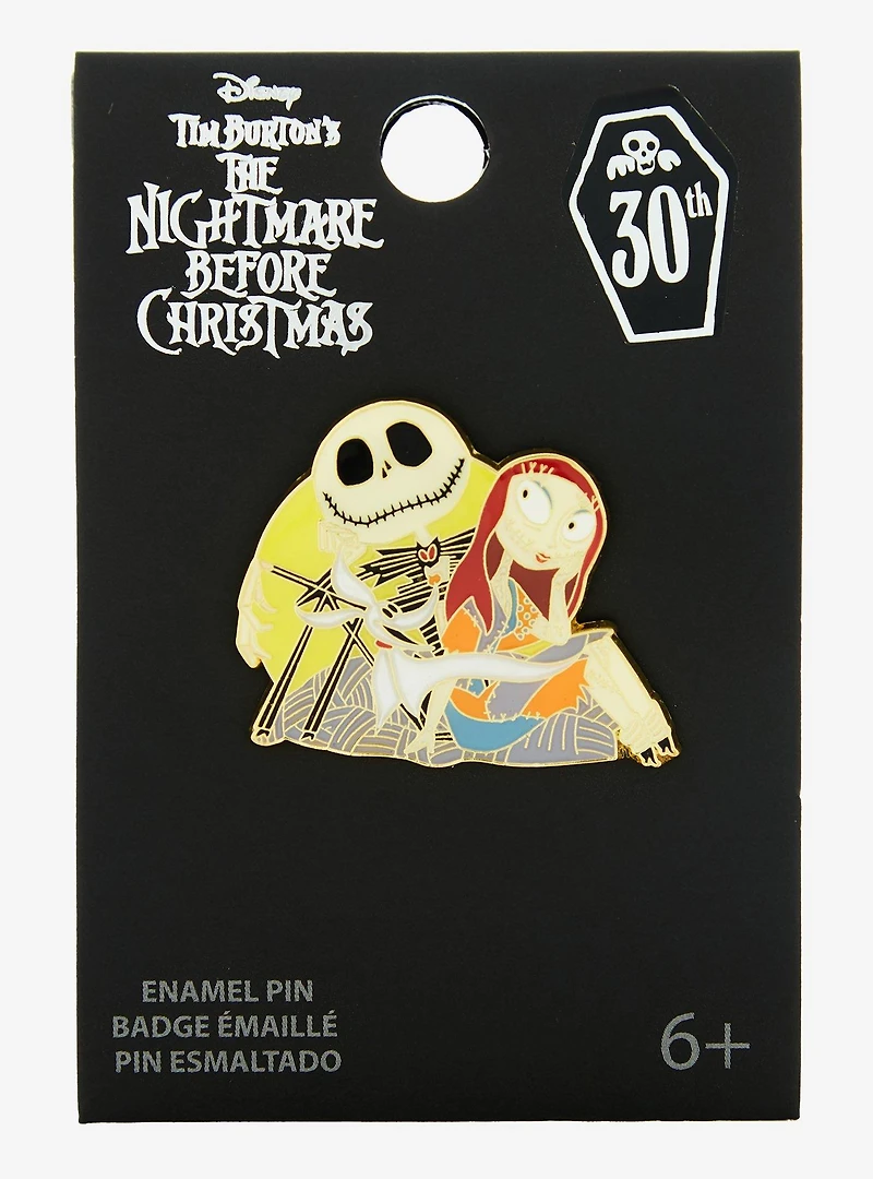 Loungefly Disney The Nightmare Before Christmas 30th Anniversary Jack & Sally Enamel Pin - BoxLunch Exclusive