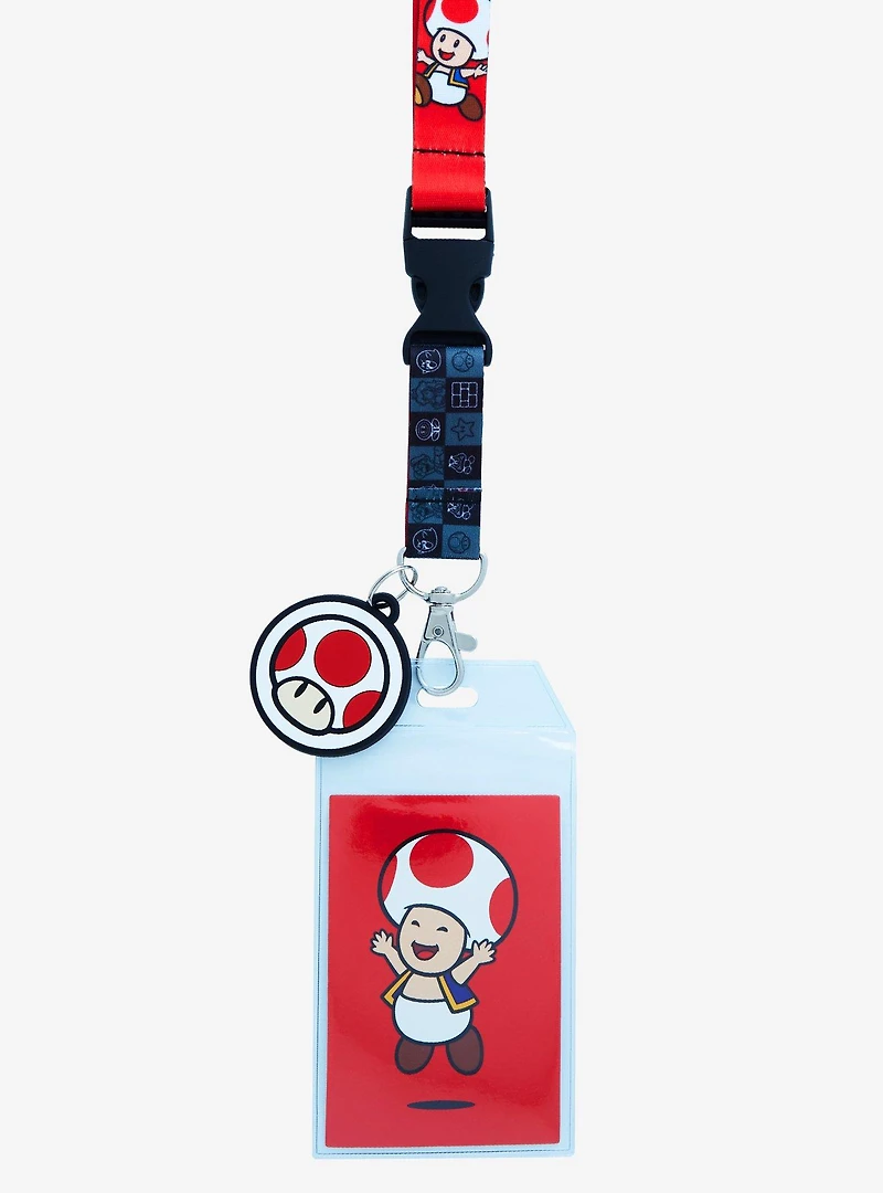 Nintendo Super Mario Bros. Toad Allover Print Lanyard