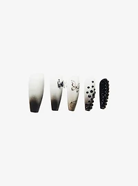 Blackheart Butterfly Rhinestone Faux Nail Set