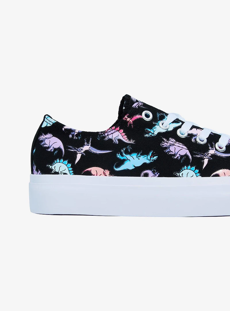Pastel Dinosaur Lace-Up Platform Sneakers