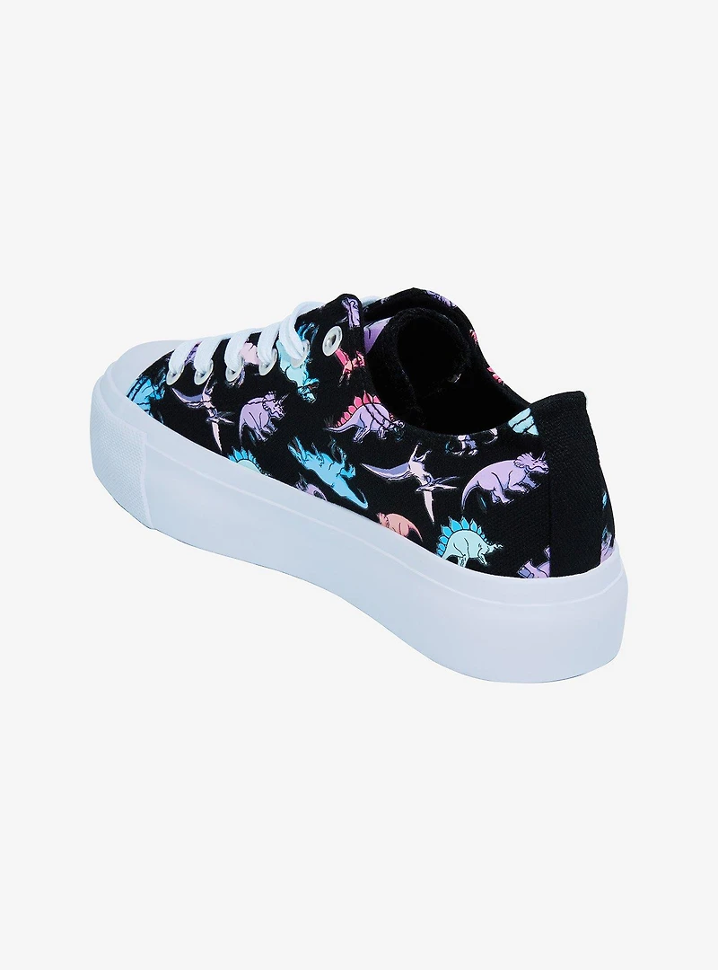 Pastel Dinosaur Lace-Up Platform Sneakers