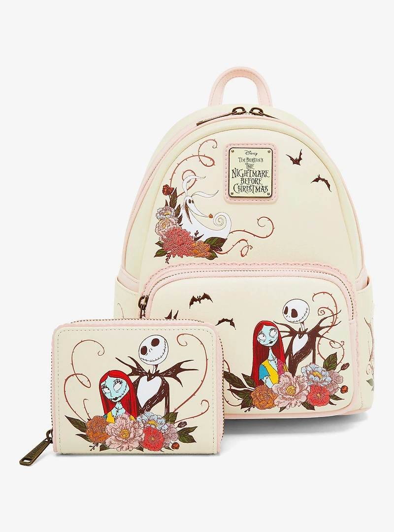 Loungefly Disney The Nightmare Before Christmas Jack & Sally Floral Wallet - BoxLunch Exclusive