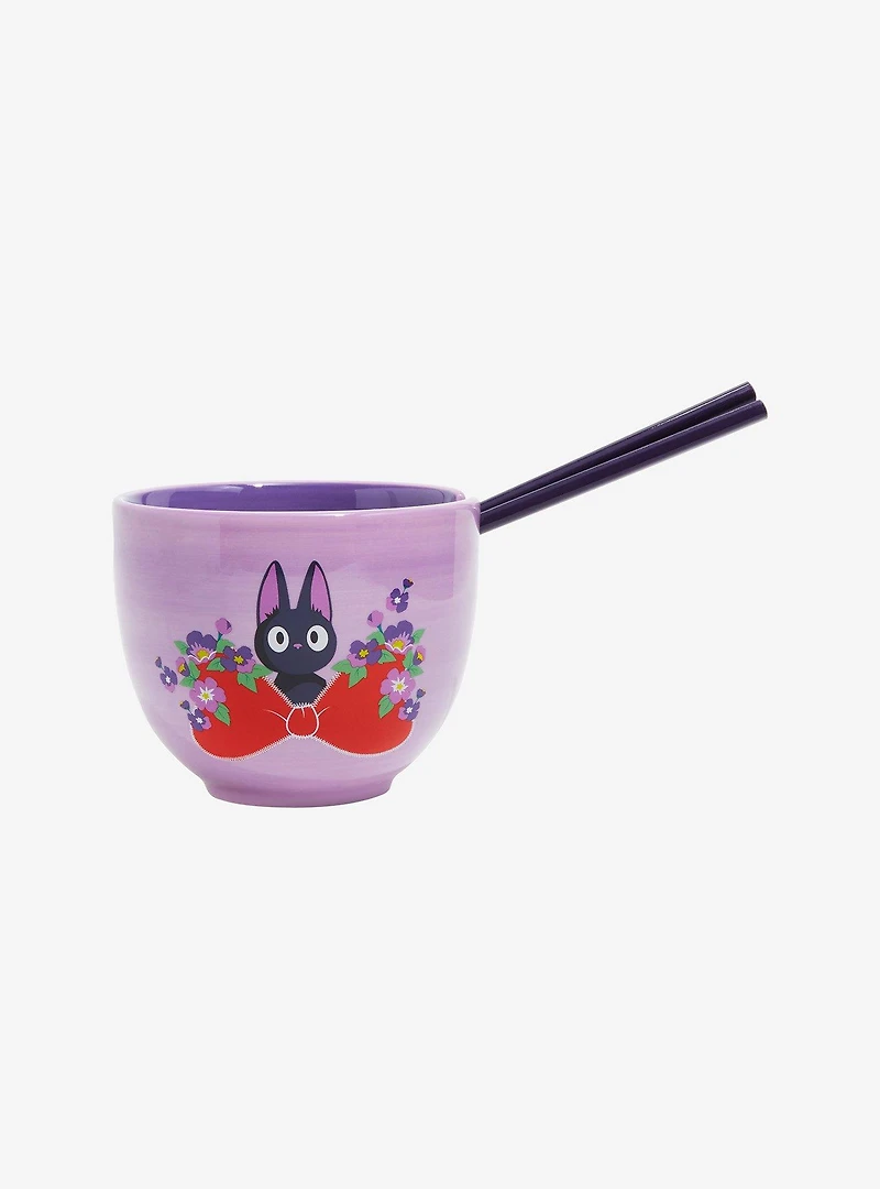 Our Universe Studio Ghibli Kiki's Delivery Service Jiji Bow Ramen Bowl with Chopsticks