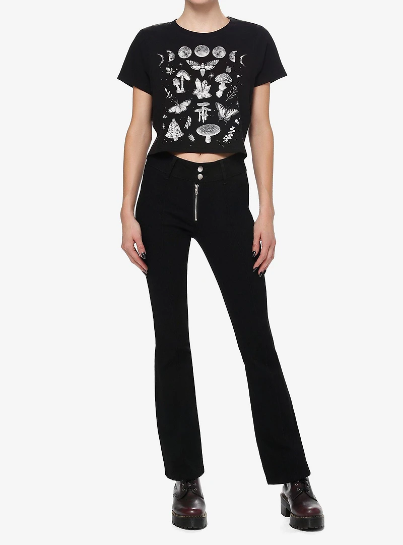 Thorn & Fable Mushroom Moon Phase Girls Crop T-Shirt