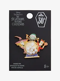 Loungefly Disney The Nightmare Before Christmas 30th Anniversary Lock, Shock, & Barrel Snow Globe Enamel Pin