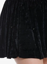 Cosmic Aura Black Velvet Rosette Godet Mini Skirt Plus Size