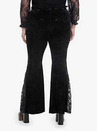Black Velvet Lace Bell Bottom Leggings Plus Size