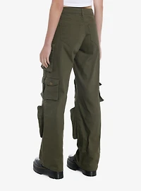 Olive Green Multi-Pocket Girls Cargo Pants