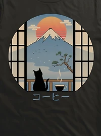 Coffee Cat In Mt. Fuji T-Shirt