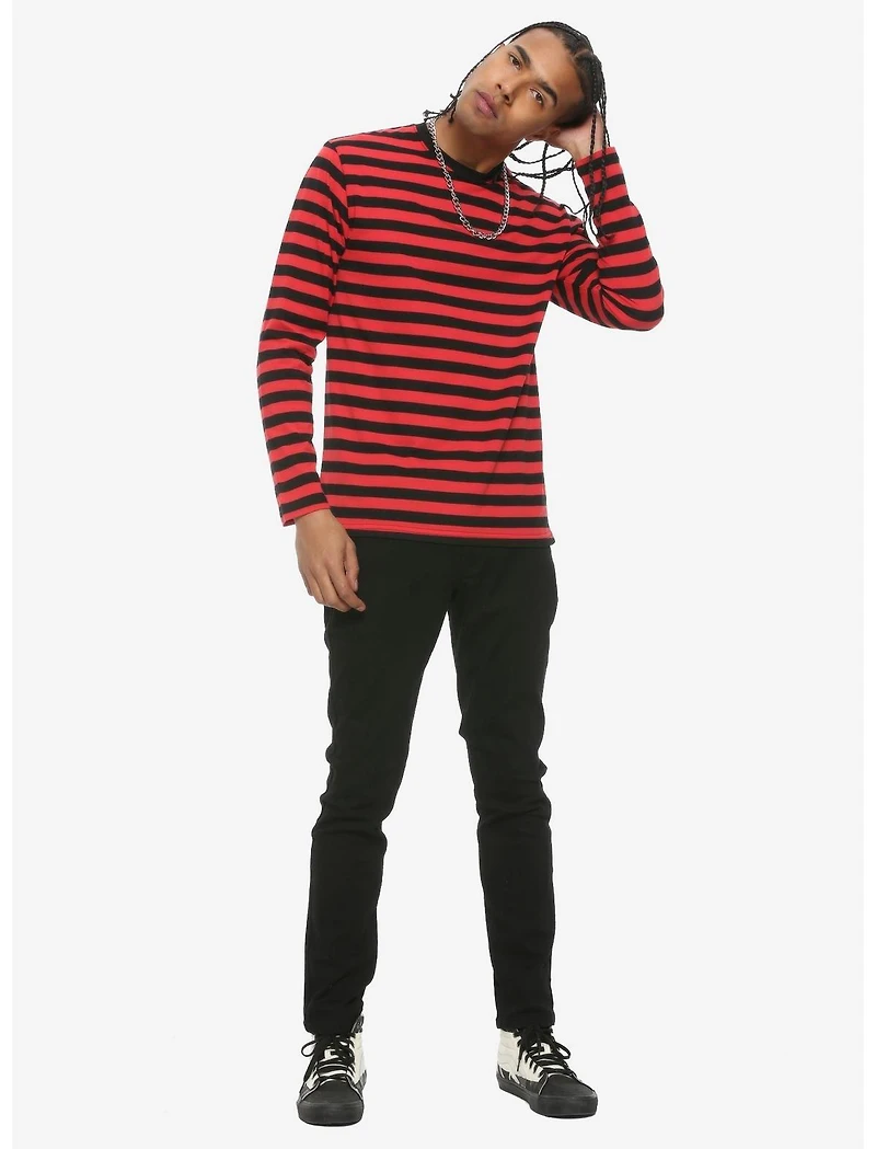 Red & Black Stripe Long-Sleeve T-Shirt