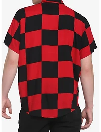 Black & Red Checkered Woven Button-Up