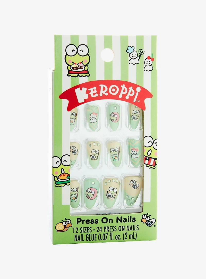 Keroppi French Tip Faux Nail Set