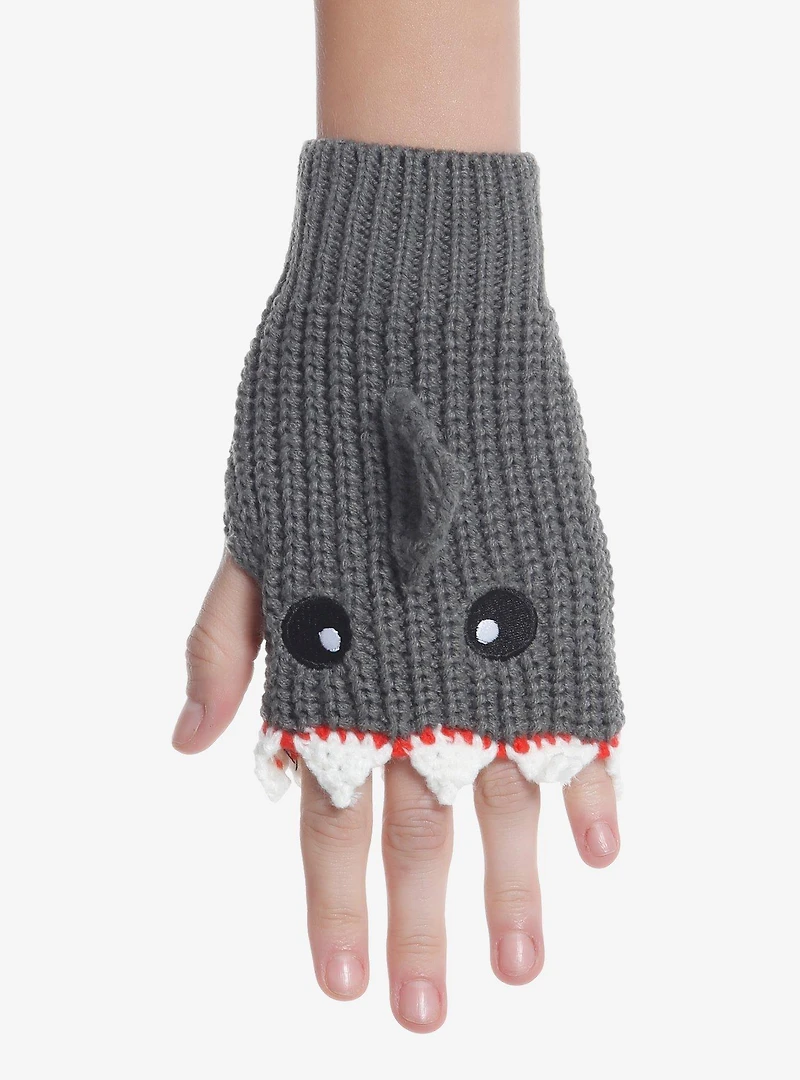 Shark Crochet Fingerless Gloves
