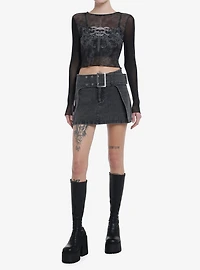 Social Collision Skulls & Dagger Twofer Girls Long-Sleeve Top