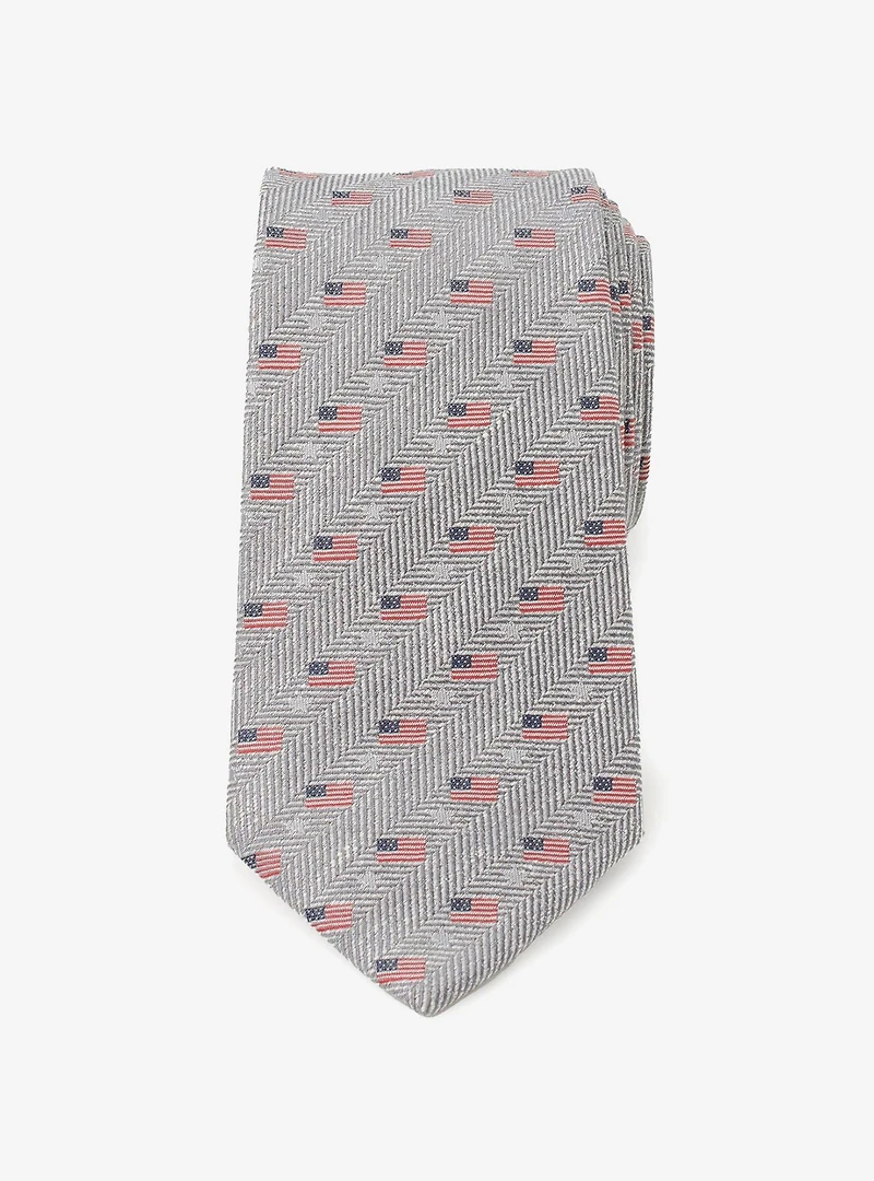American Flag Grey Men's Tie