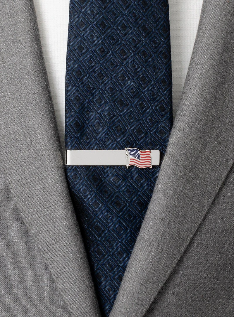 Waving American Flag Tie Bar