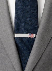 Waving American Flag Tie Bar