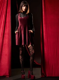 Cosmic Aura Woven Button-Up Corduroy Twofer Dress