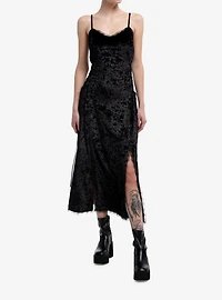 Black Velvet Lace-Up Cami Maxi Dress Plus Size