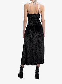 Black Velvet Lace-Up Cami Maxi Dress Plus Size