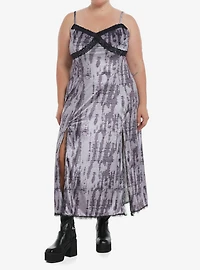 Grey Wash Velvet Lace Midi Dress Plus Size