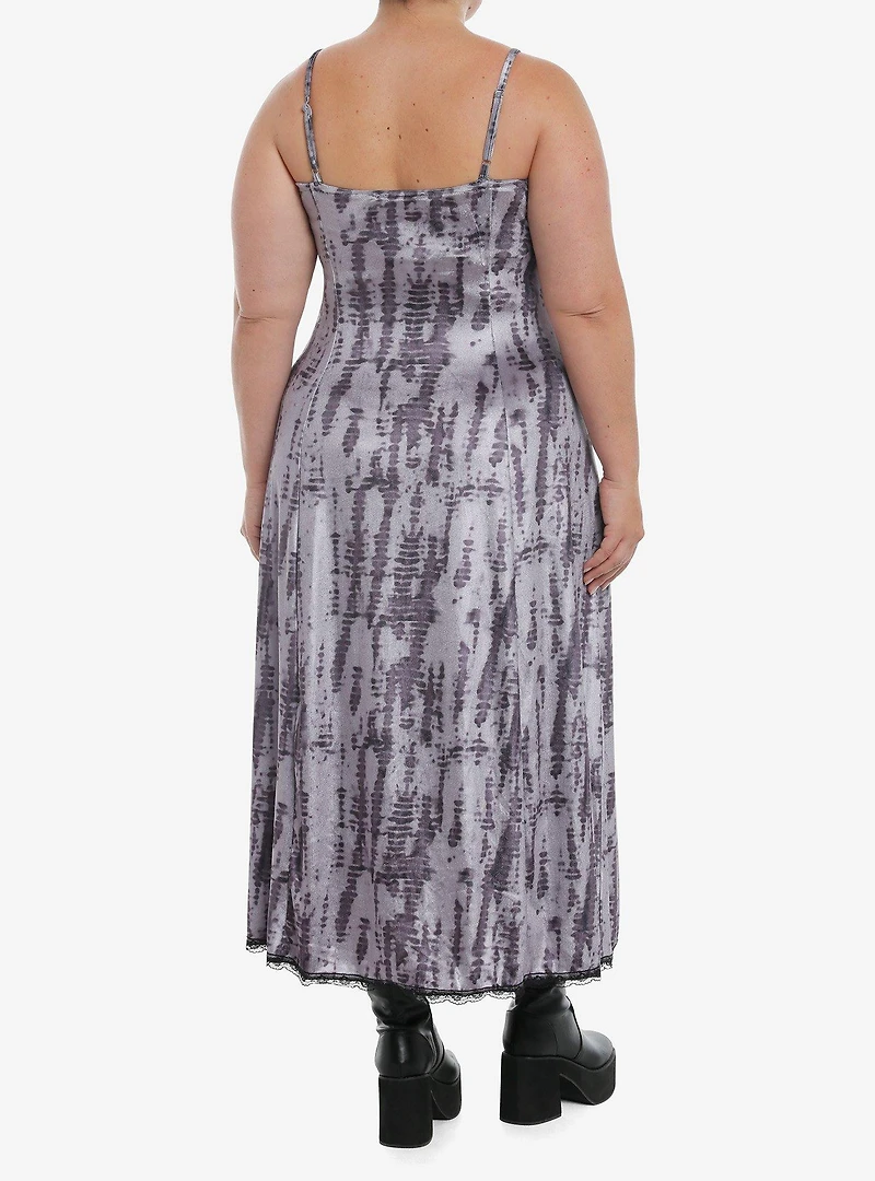 Grey Wash Velvet Lace Midi Dress Plus Size