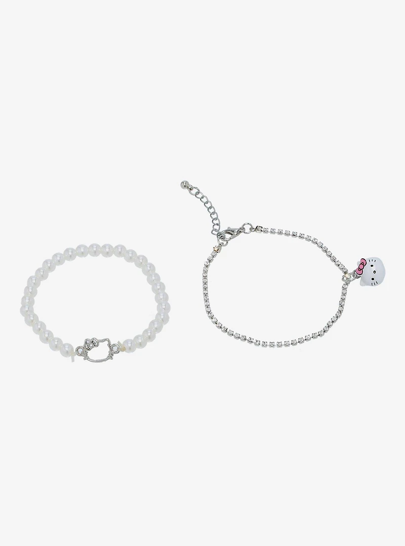 Hello Kitty Bling Pearl Bracelet Set
