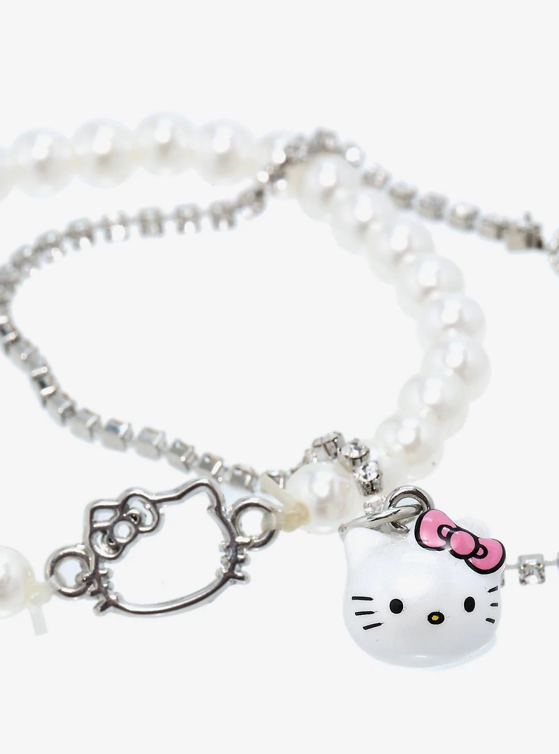 Hello Kitty Bling Pearl Bracelet Set