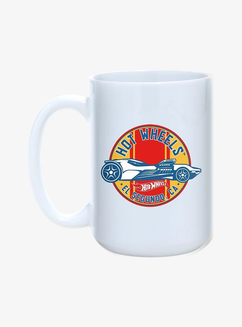 Hot Wheels Circle Striped Race Car Emblem Mug 15oz