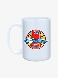 Hot Wheels Circle Striped Race Car Emblem Mug 15oz