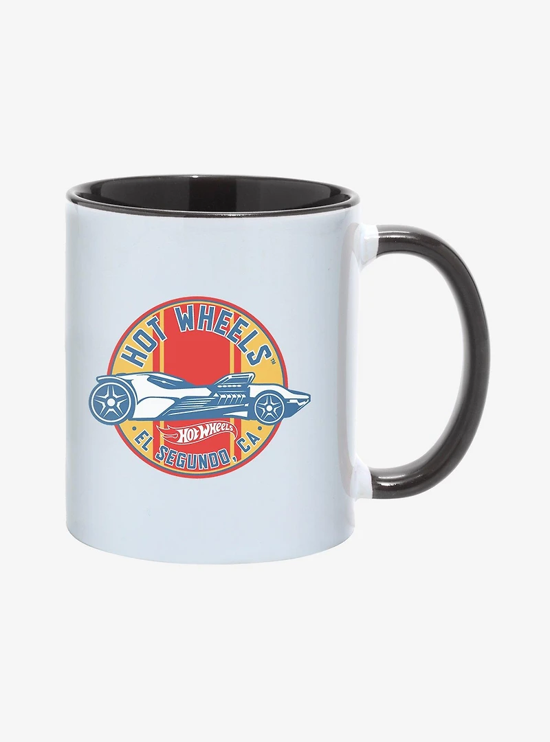 Hot Wheels Circle Striped Race Car Emblem Mug