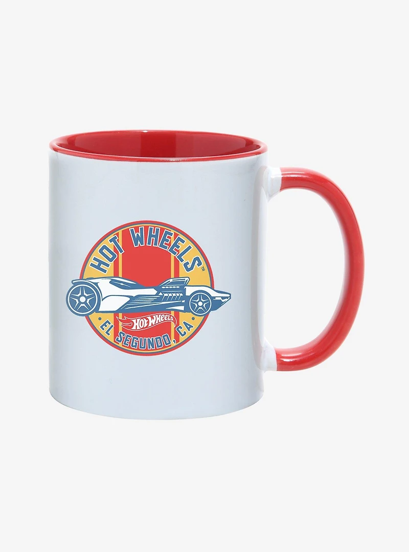 Hot Wheels Circle Striped Race Car Emblem Mug