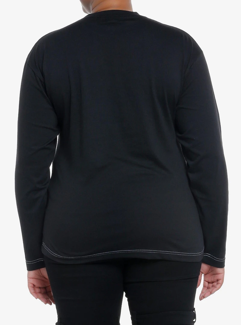 Black & White Cross Girls Long-Sleeve T-Shirt Plus Size