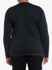 Black & White Cross Girls Long-Sleeve T-Shirt Plus Size