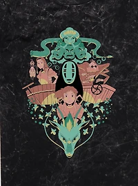 Studio Ghibli Spirited Away Chihiro And No Face Group Crest Mineral Wash T-Shirt
