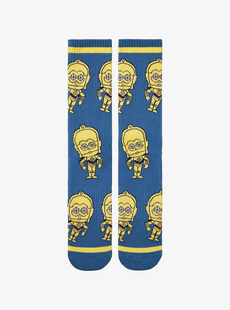 Star Wars C-3PO Chibi Portrait Allover Print Crew Socks - BoxLunch Exclusive