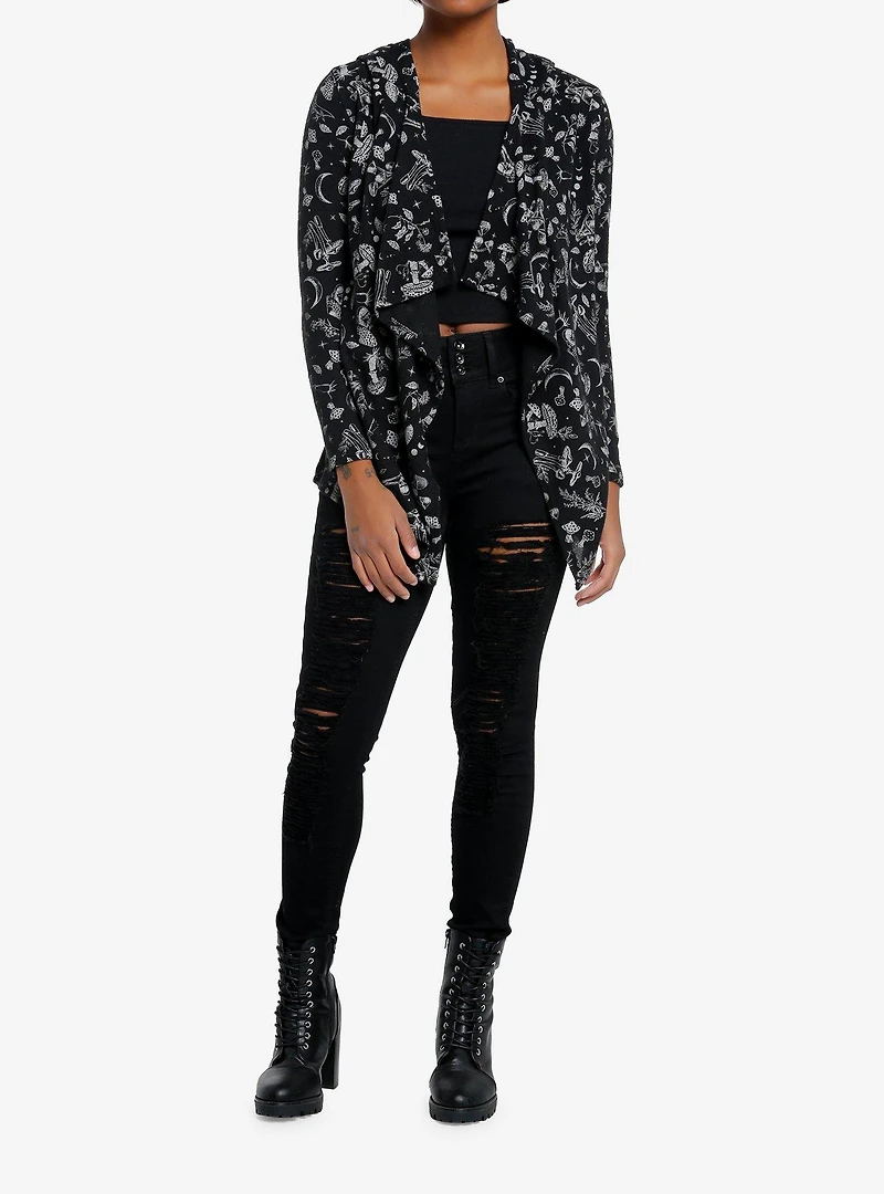 Thorn & Fable Dark Mushrooms Hooded Girls Cardigan