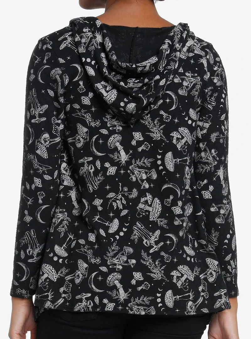 Thorn & Fable Dark Mushrooms Hooded Girls Cardigan