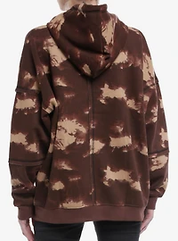 Daisy Street Skull Brown Wash Girls Hoodie