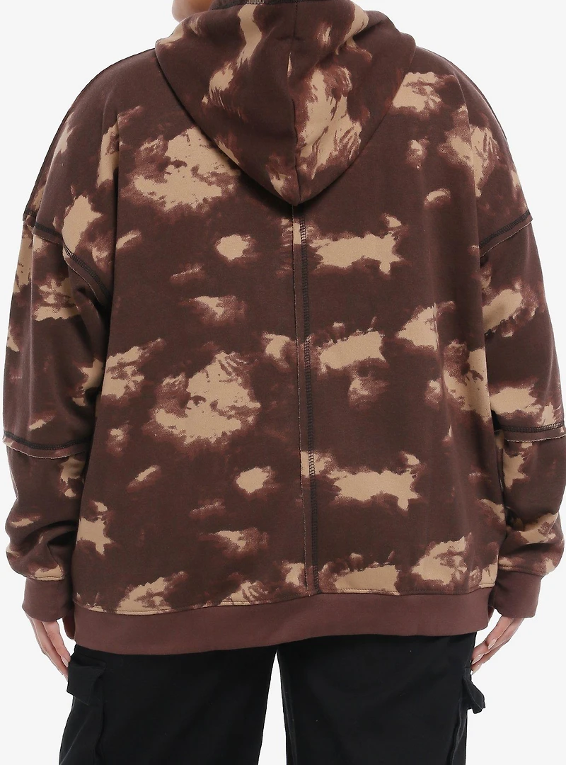 Skull Brown Wash Girls Hoodie Plus Size